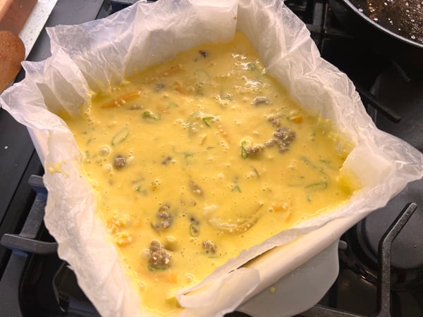 Egg mixture ready for baking