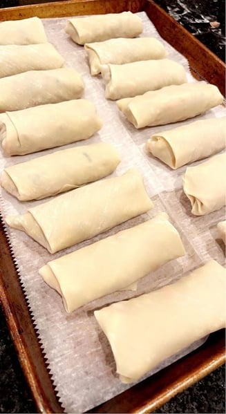 egg rolls ready to be fried