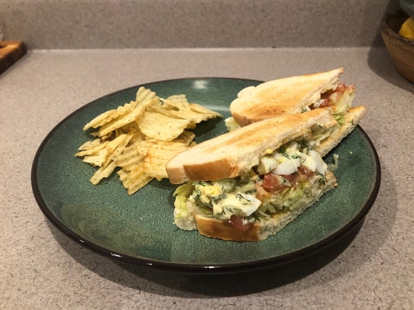 egg salad sandwich and chips 2