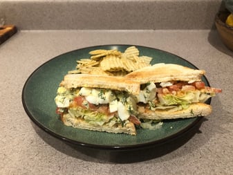 egg salad sandwich and chips