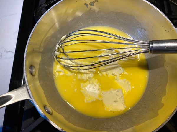 eggs cooking with butter