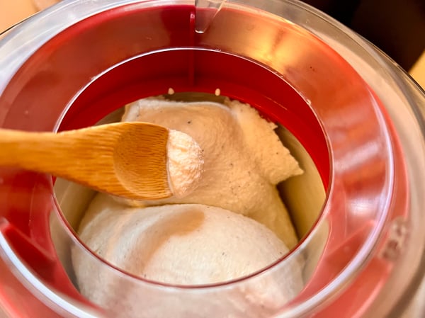 Finished ice cream in machine