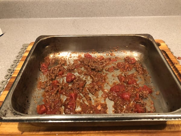 first layer of meat sauce