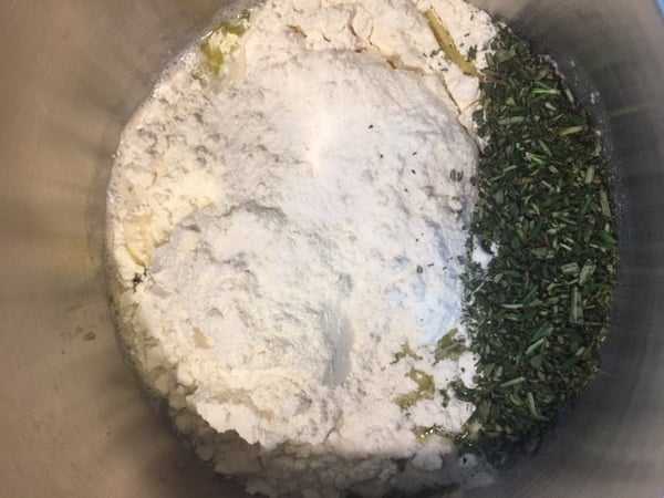 flour and rosemary