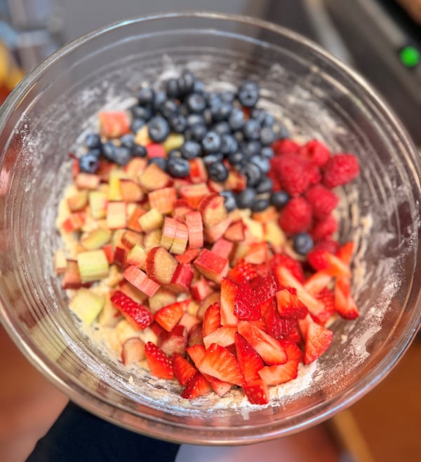 Fruit on top of batter