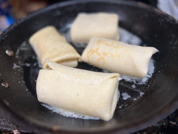 Frying Blintzes
