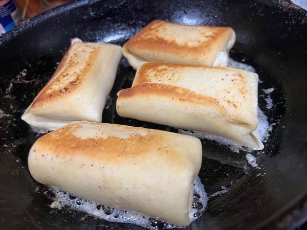 Frying Blintzes