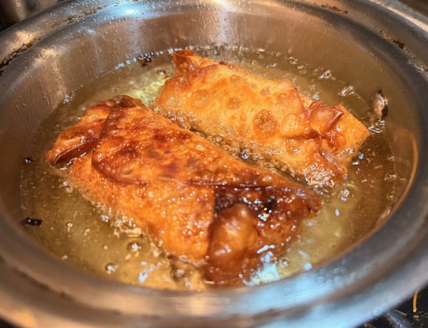 Frying egg rolls