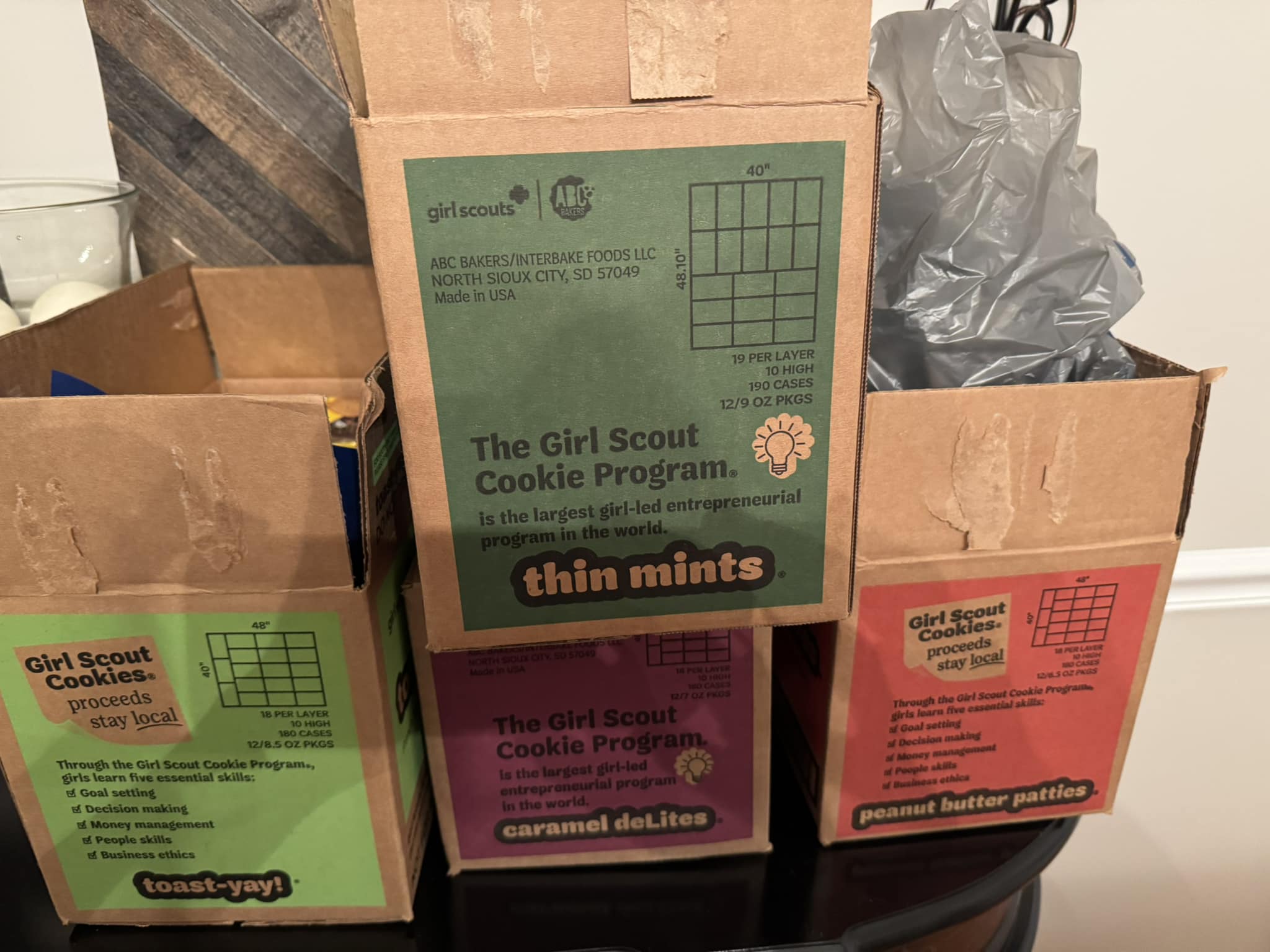 Girl scout cookie boxes