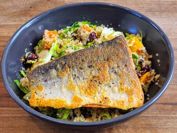 grain bowl with fish