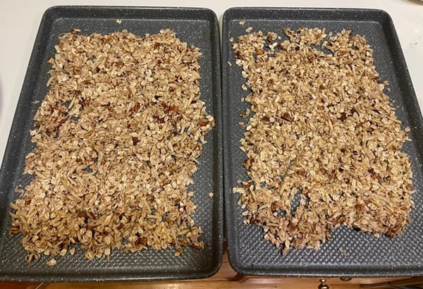 Granola on sheet trays