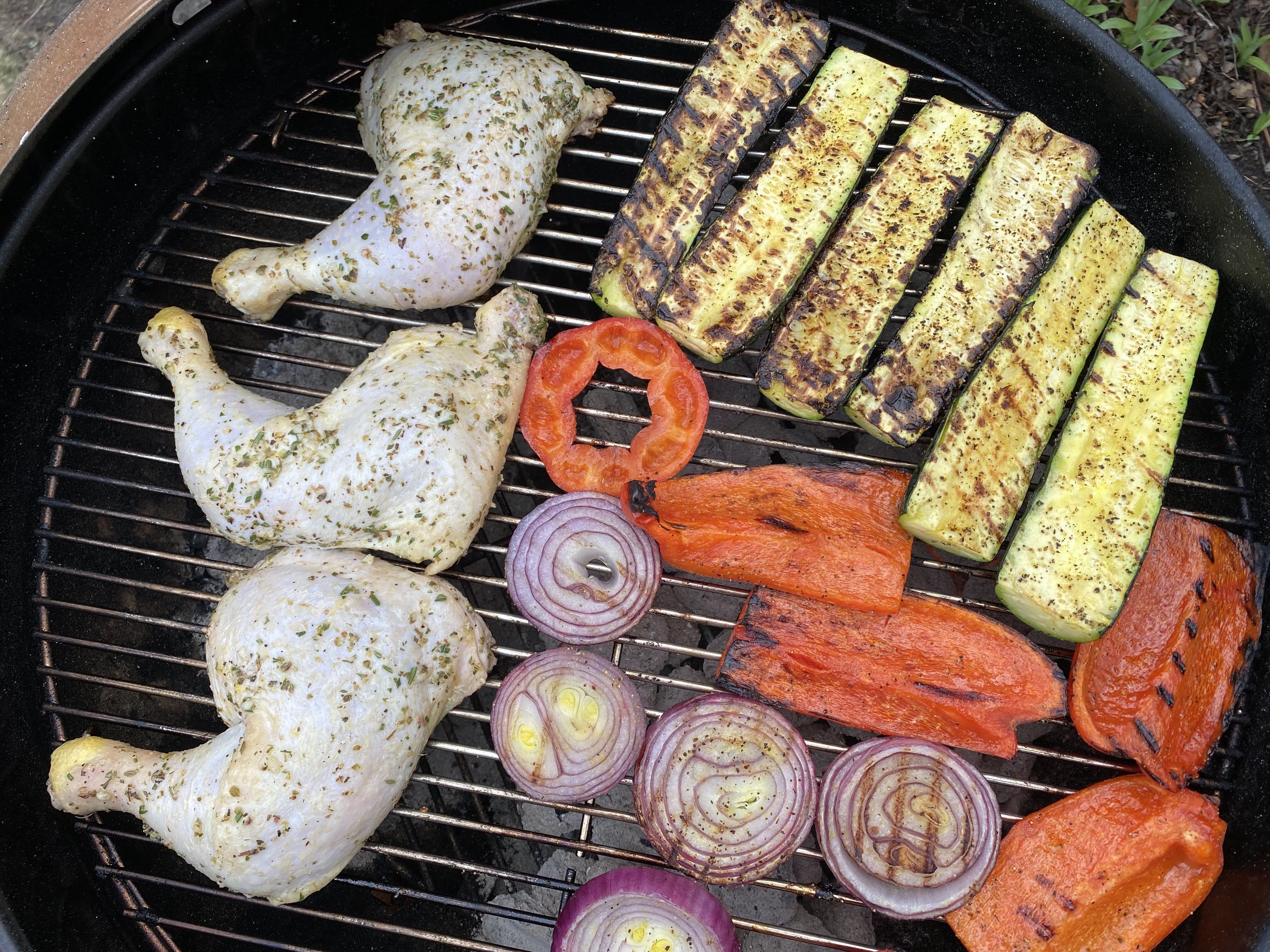Veggies flipped on grill