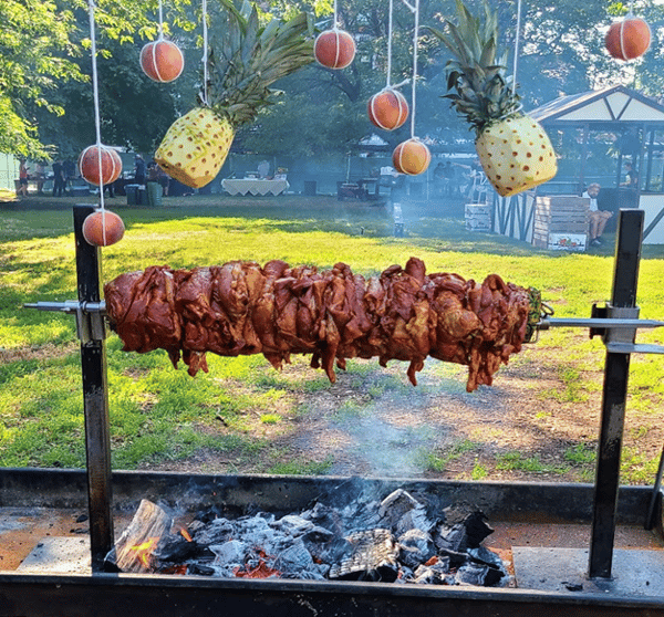 Grilled meat on a spit