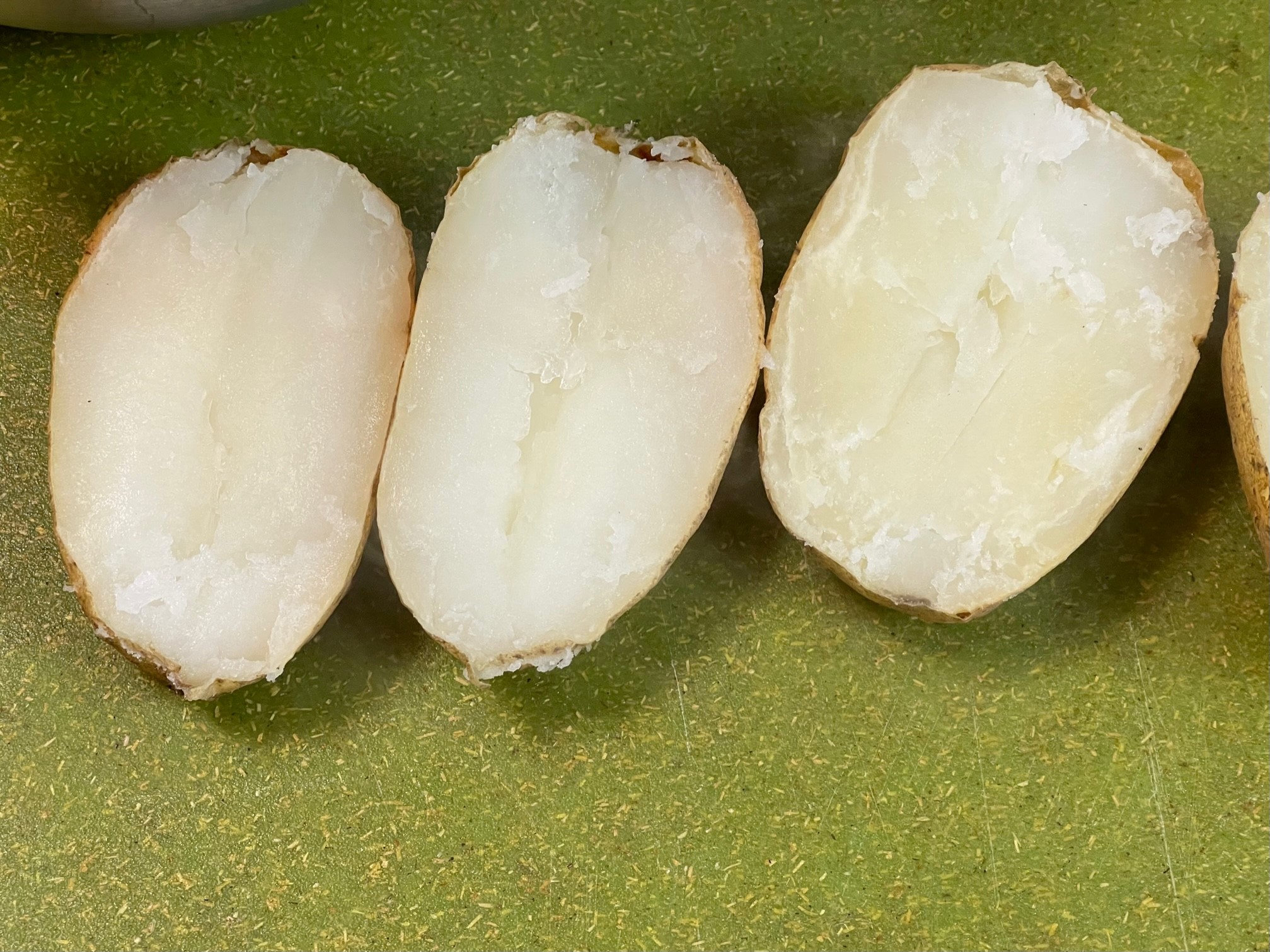 halved baked potatoes