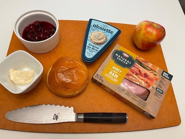 Ham and cheese mise en place