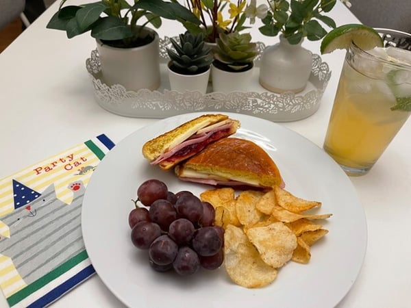 Ham and cheese plated