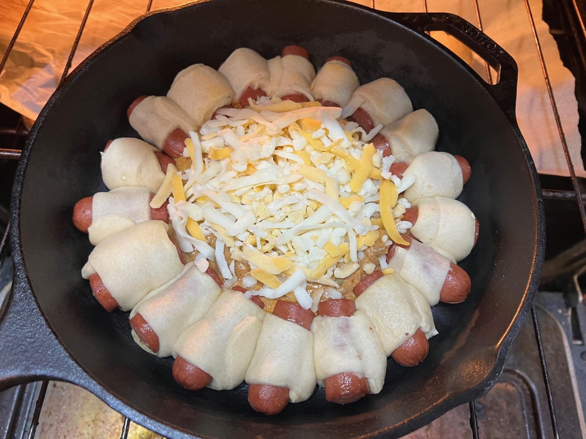 Hot dogs with dip and cheese