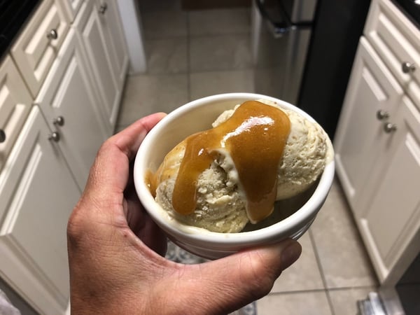 ice cream with fig syrup