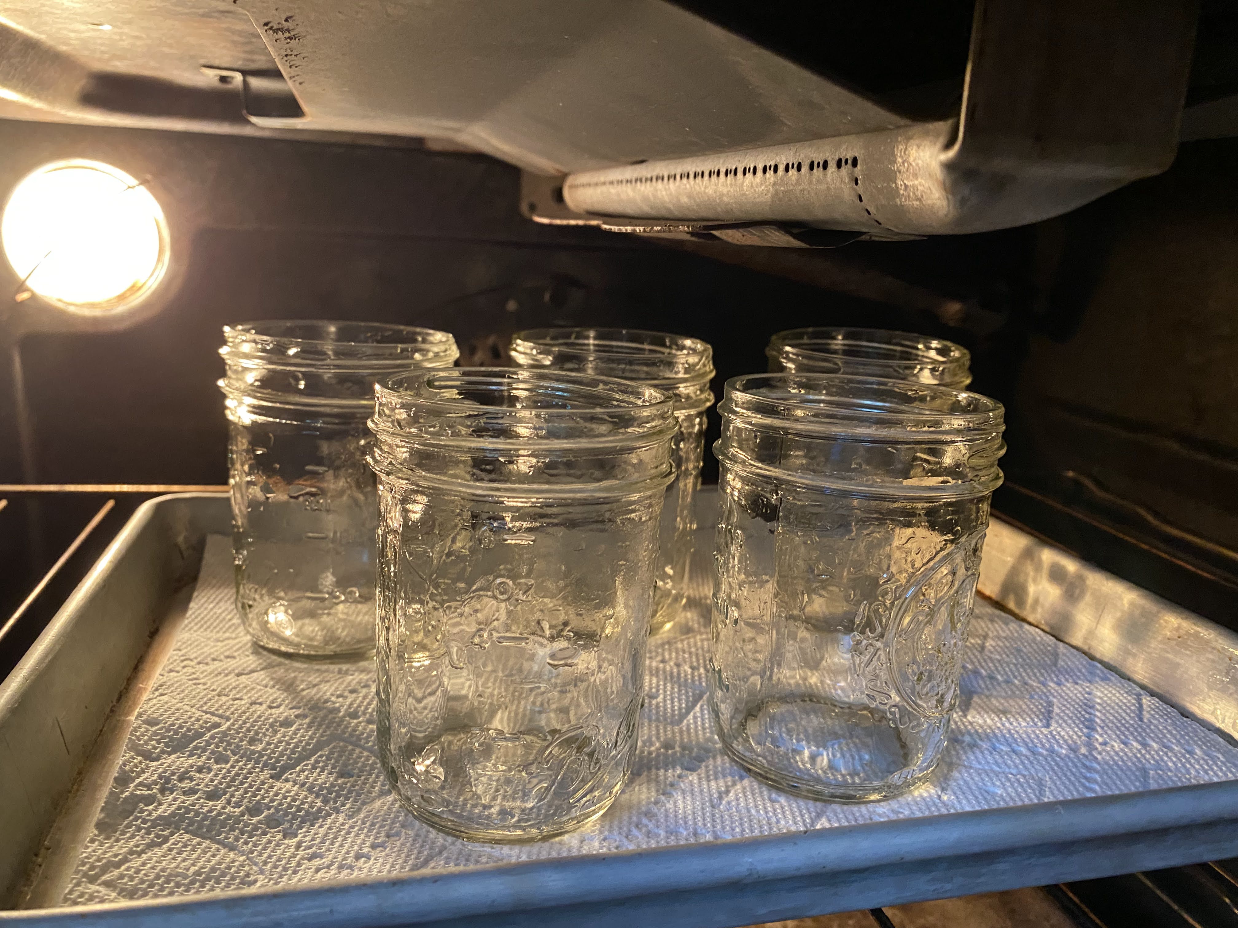 Jars in oven