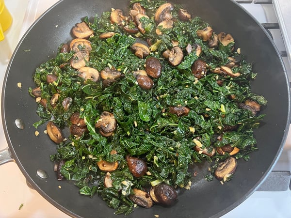 kale and mushrooms cooked