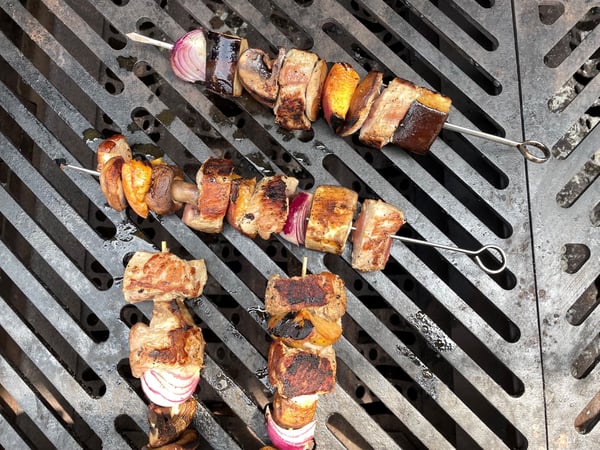 kebabs on grill