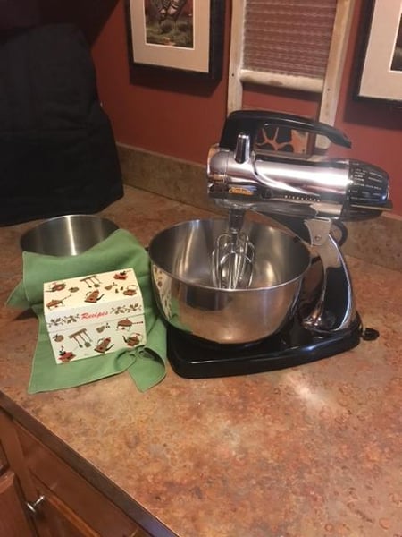 kitchen mixer and recipe box
