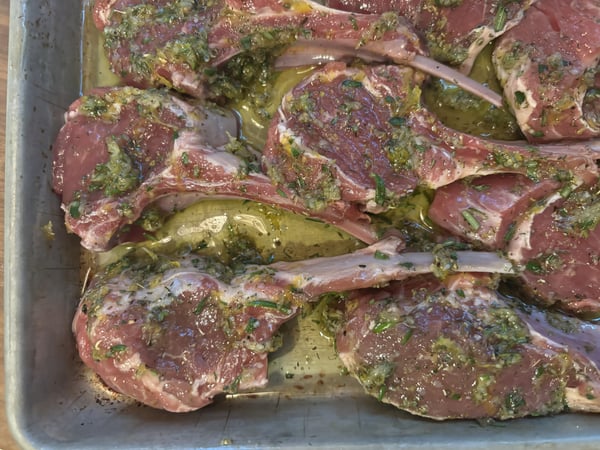 Lamb chops marinating