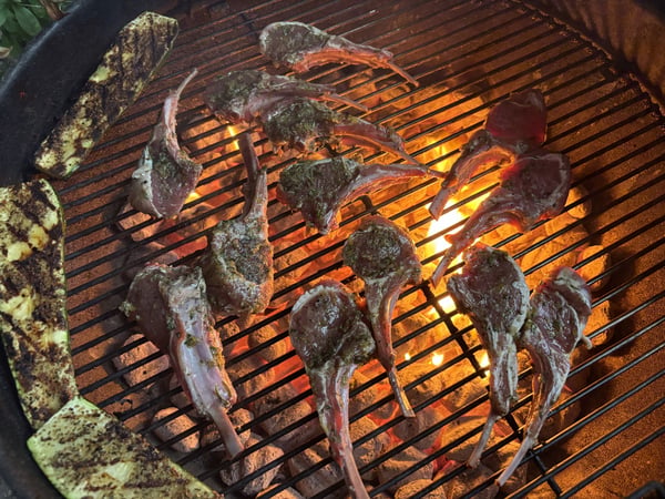 Lamb chops on grill