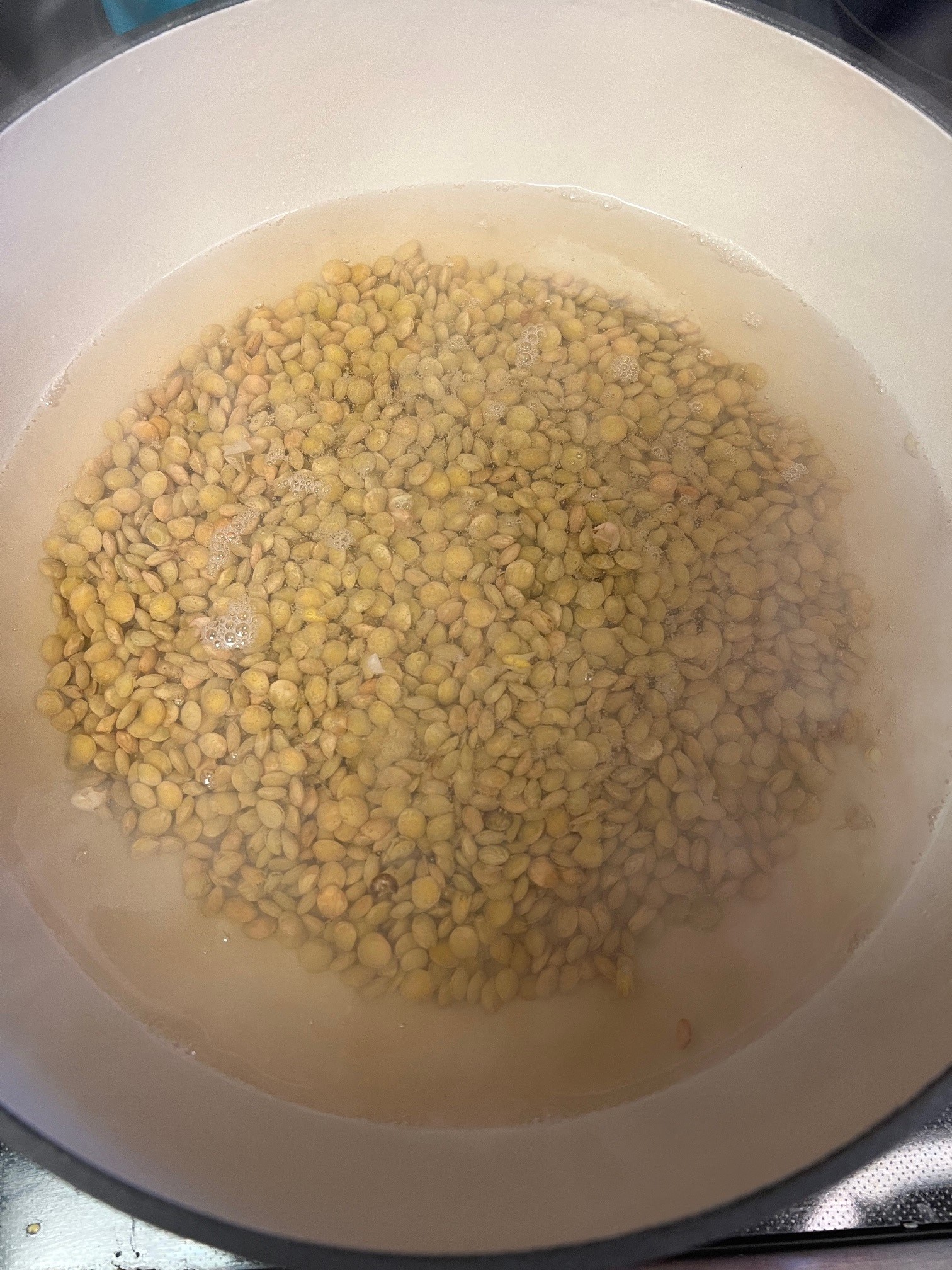 Lentils cooking