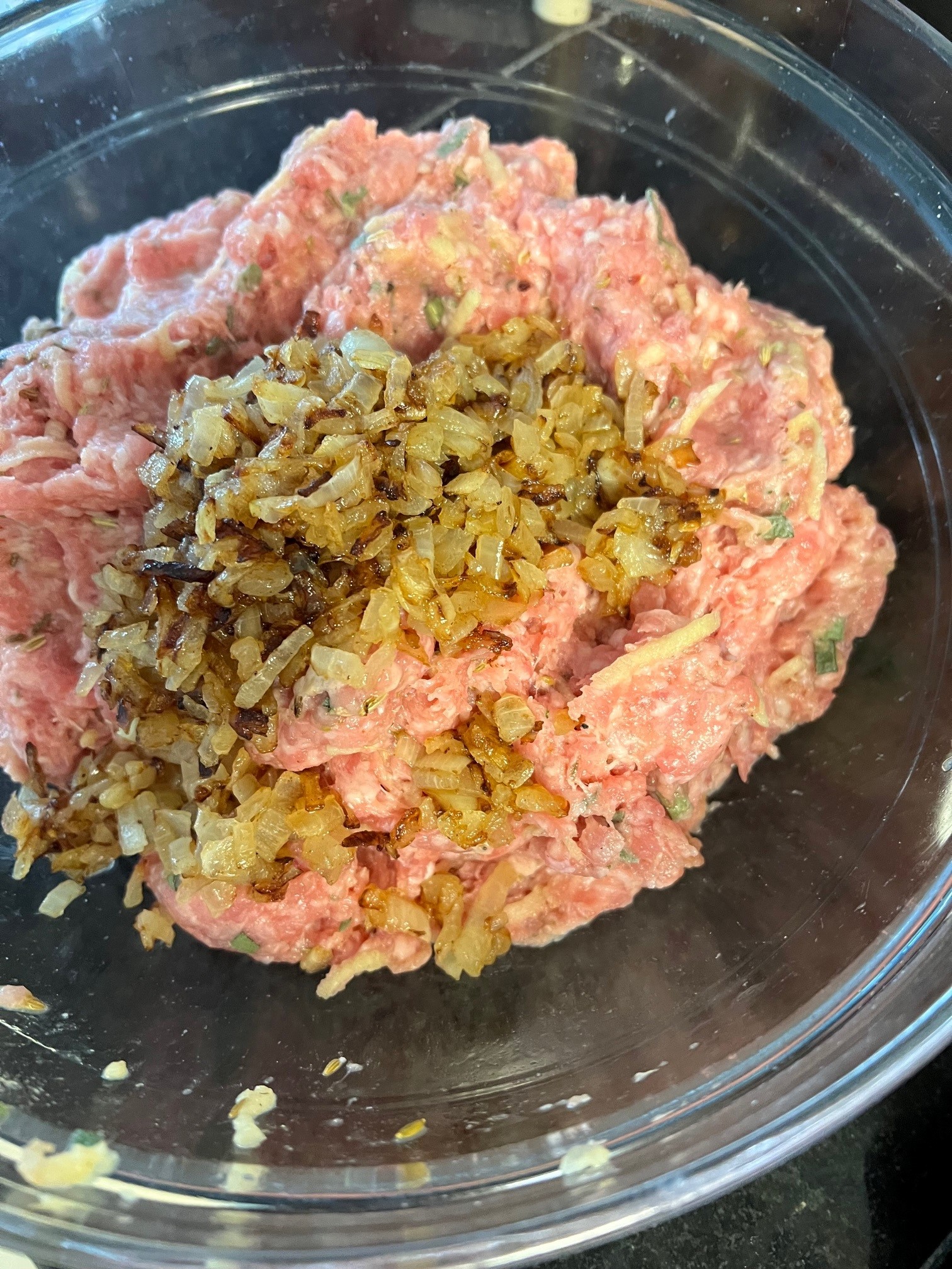 meatball mixture with onions