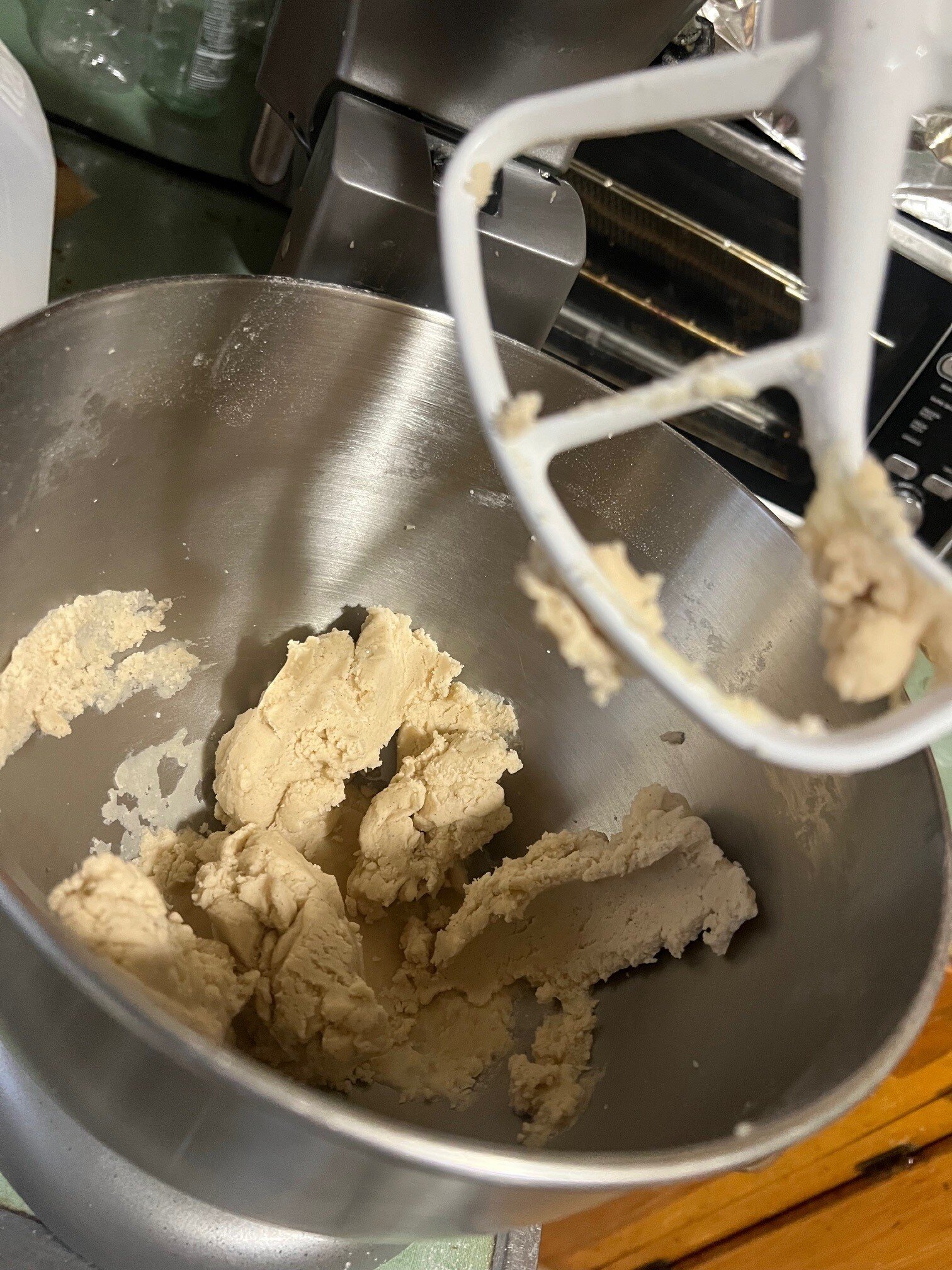 Milk and vanilla added to dough