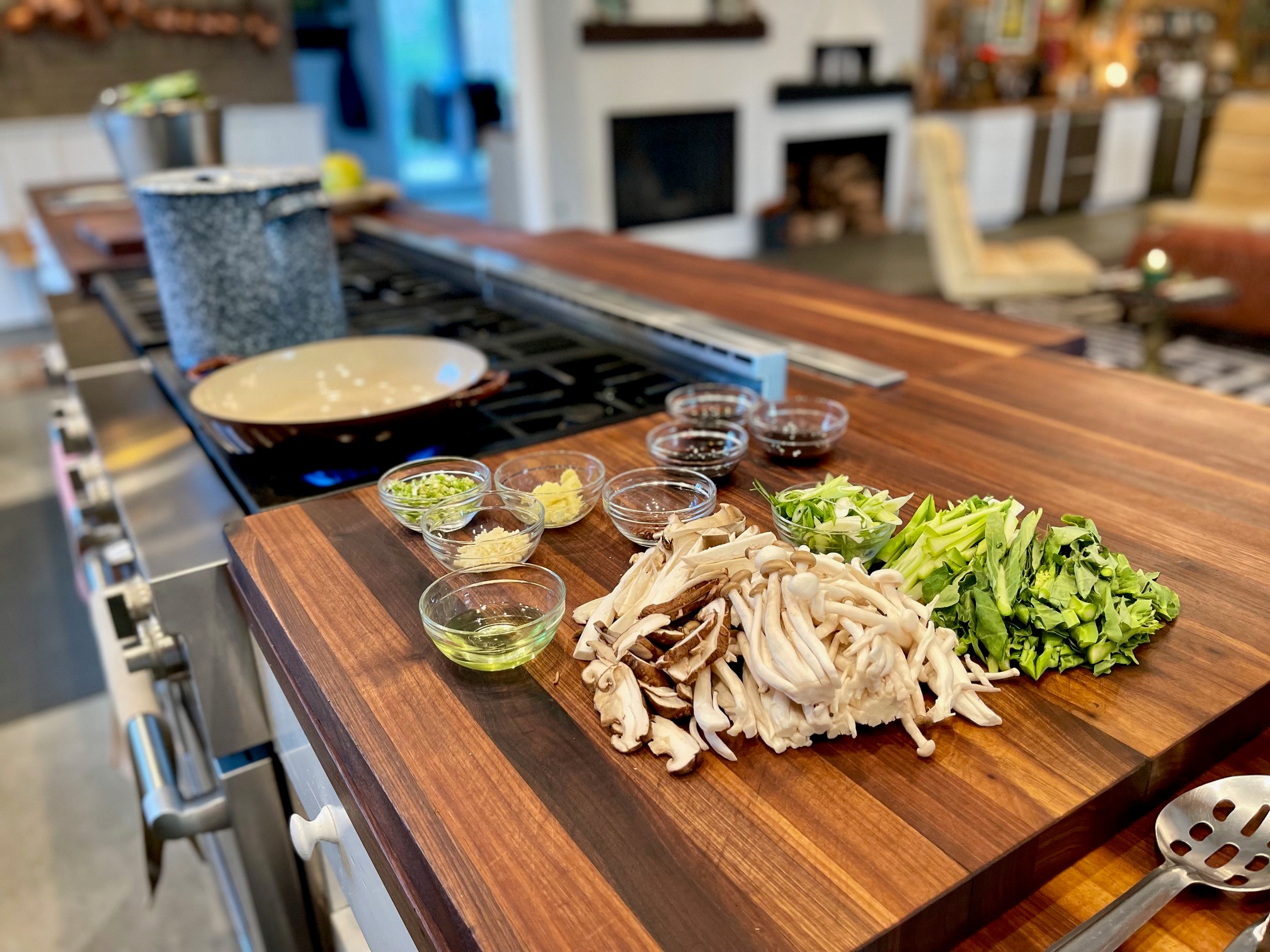 Mise en place by stove