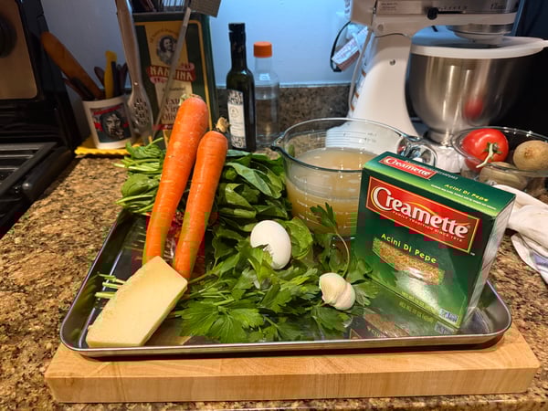 Mise en place for achini pasta