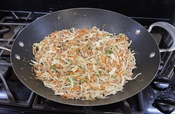 mixture in wok