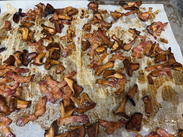 Mushrooms and bacon done