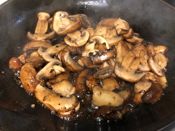 mushrooms with black garlic