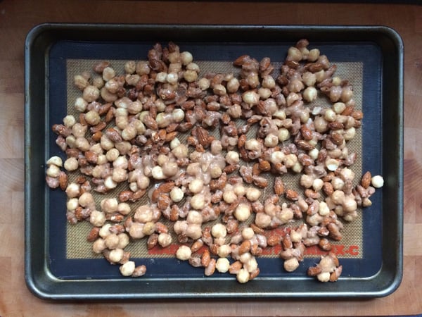 nuts on sheet pan
