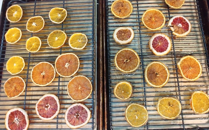 Orange chips on racks