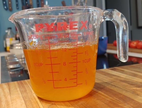 orange syrup in pyrex