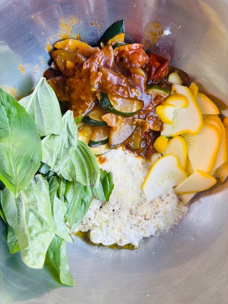 Pasta ingredients in bowl