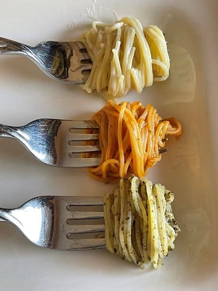 pasta on forks