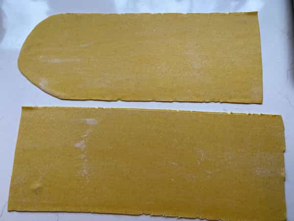 Pasta sheet halved