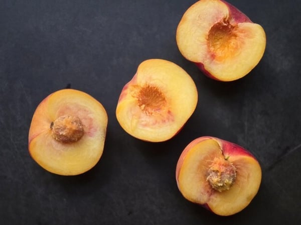 Peaches halved