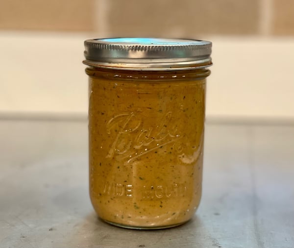 peanut sauce in mason jar