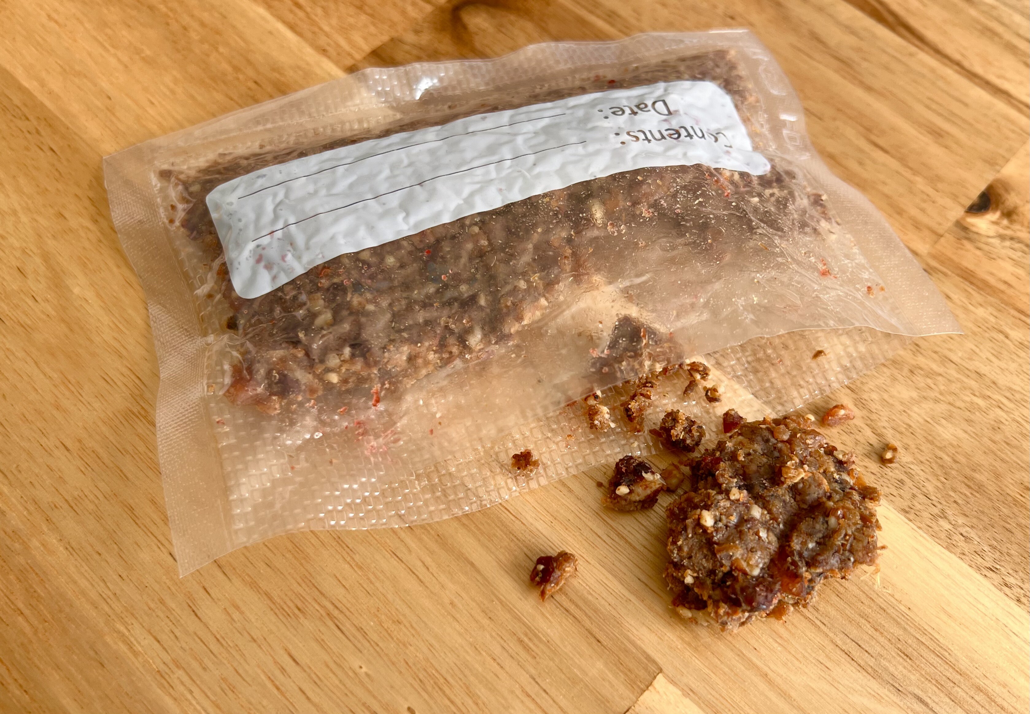 Pemmican vacuum sealed