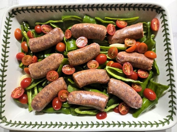 Peppers sausage tomatoes