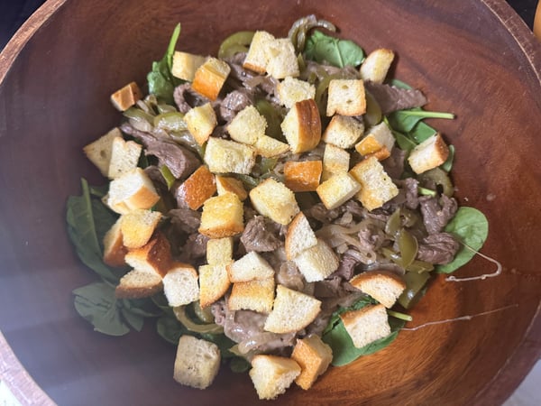 Philly cheesesteak salad
