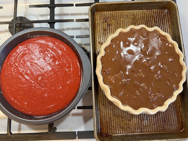 pie and cake before baking