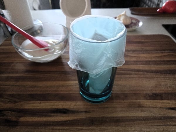 Piping bag over glass