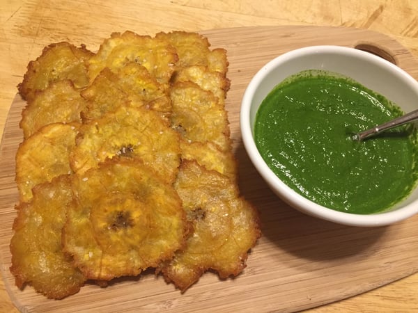 plantains with mojo sauce